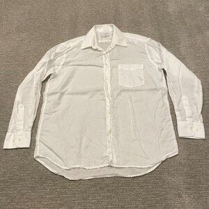 Valentino Chemises Shirt Mens 15.75 34 White Button Up Casual Lightweight Sheer